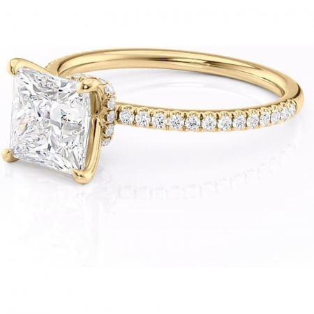 Inel de logodnă Lavinia din aur Galben 14kt cu moissanite tăietură princess – Montură pavé rafinată pentru profil înalt | Personalizează și configurează gratuit online [6]