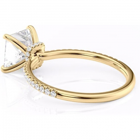 Inel de logodnă Lavinia din aur Galben 14kt cu moissanite tăietură princess – Montură pavé rafinată pentru profil înalt | Personalizează și configurează gratuit online [4]