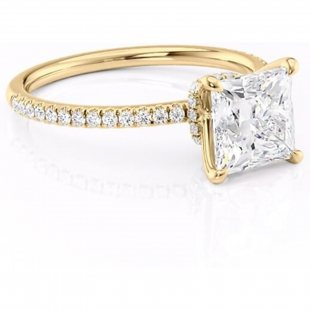 Aur galben - Inel de logodnă Lavinia din aur Galben 18kt cu moissanite tăietură princess – Montură pavé rafinată pentru profil înalt | Personalizează și configurează gratuit online