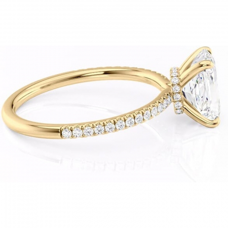 Inel de logodnă Lavinia din aur Galben 18kt cu moissanite tăietură radiantă – Montură pavé rafinată pentru profil înalt | Personalizează și configurează gratuit online [1]