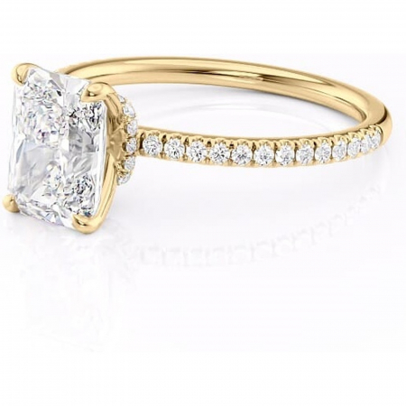 Inel de logodnă Lavinia din aur Galben 18kt cu moissanite tăietură radiantă – Montură pavé rafinată pentru profil înalt | Personalizează și configurează gratuit online [6]