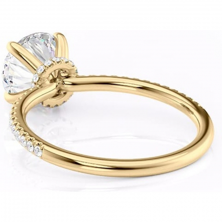 Inel de logodnă Lavinia din aur Galben 14kt cu moissanite tăietură rotundă – Montură pavé rafinată pentru profil înalt | Personalizează și configurează gratuit online [3]