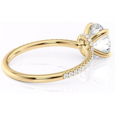 Inel de logodnă Lavinia din aur Galben 14kt cu moissanite tăietură rotundă – Montură pavé rafinată pentru profil înalt | Personalizează și configurează gratuit online [2]