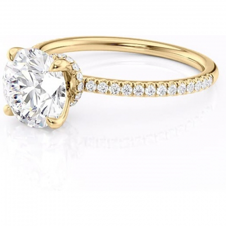 Inel de logodnă Lavinia din aur Galben 14kt cu moissanite tăietură rotundă – Montură pavé rafinată pentru profil înalt | Personalizează și configurează gratuit online [6]