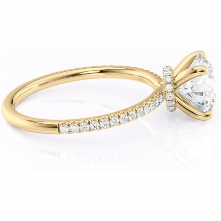 Inel de logodnă Lavinia din aur Galben 14kt cu moissanite tăietură rotundă – Montură pavé rafinată pentru profil înalt | Personalizează și configurează gratuit online [1]