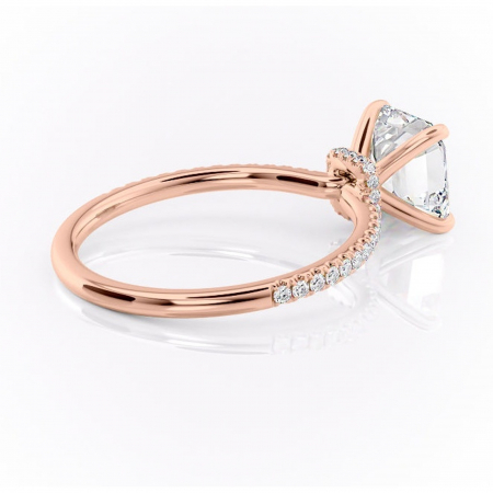 Inel de logodnă Lavinia din aur Rose 14kt cu moissanite tăietură asscher – Montură pavé rafinată pentru profil înalt | Personalizează și configurează gratuit online [2]