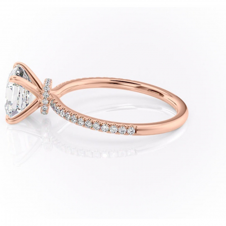 Inel de logodnă Lavinia din aur Rose 14kt cu moissanite tăietură asscher – Montură pavé rafinată pentru profil înalt | Personalizează și configurează gratuit online [5]