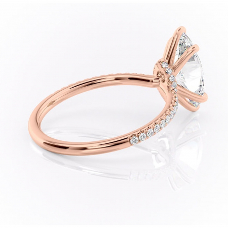 Inel de logodnă Lavinia din aur Rose 14kt cu moissanite tăietură marquise – Montură pavé rafinată pentru profil înalt | Personalizează și configurează gratuit online [2]