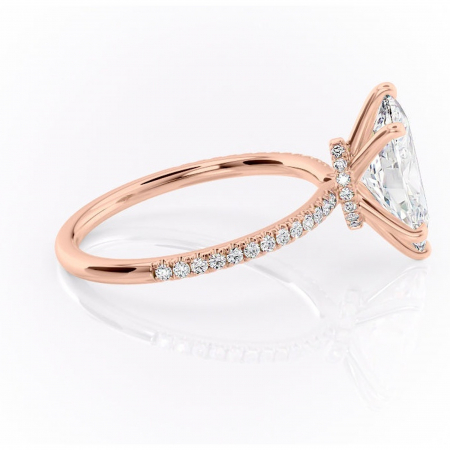 Inel de logodnă Lavinia din aur Rose 14kt cu moissanite tăietură marquise – Montură pavé rafinată pentru profil înalt | Personalizează și configurează gratuit online [1]
