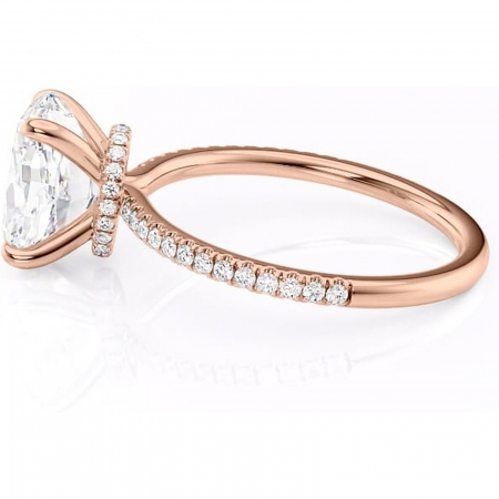 Inel de logodnă Lavinia din aur Rose 14kt cu moissanite tăietură ovală – Montură pavé rafinată pentru profil înalt | Personalizează și configurează gratuit online [5]