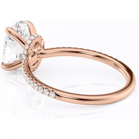 Inel de logodnă Lavinia din aur Rose 14kt cu moissanite tăietură ovală – Montură pavé rafinată pentru profil înalt | Personalizează și configurează gratuit online [4]