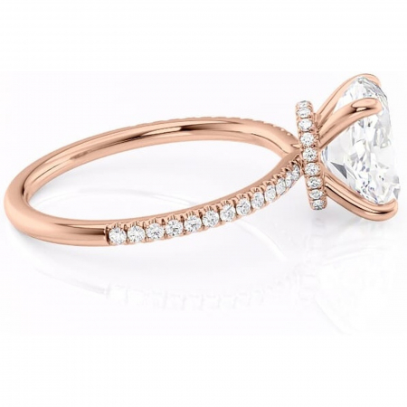 Inel de logodnă Lavinia din aur Rose 14kt cu moissanite tăietură ovală – Montură pavé rafinată pentru profil înalt | Personalizează și configurează gratuit online [1]
