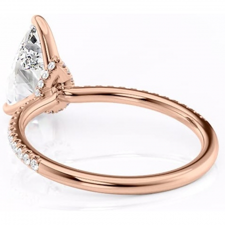 Inel de logodnă Lavinia din aur Rose 14kt cu moissanite tăietură pară – Montură pavé rafinată pentru profil înalt | Personalizează și configurează gratuit online [3]
