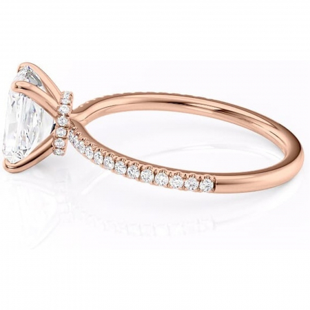 Inel de logodnă Lavinia din aur Rose 14kt cu moissanite tăietură radiantă – Montură pavé rafinată pentru profil înalt | Personalizează și configurează gratuit online [5]