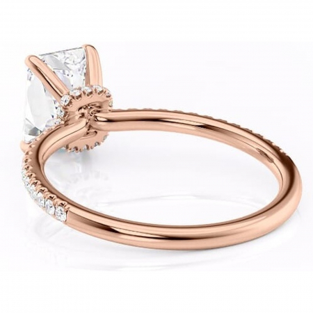 Inel de logodnă Lavinia din aur Rose 14kt cu moissanite tăietură radiantă – Montură pavé rafinată pentru profil înalt | Personalizează și configurează gratuit online [3]