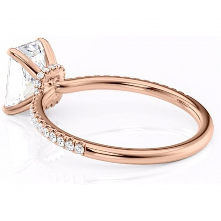 Inel de logodnă Lavinia din aur Rose 14kt cu moissanite tăietură radiantă – Montură pavé rafinată pentru profil înalt | Personalizează și configurează gratuit online [4]