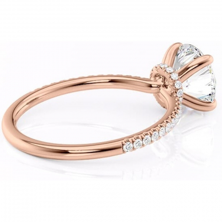 Inel de logodnă Lavinia din aur Rose 14kt cu moissanite tăietură rotundă – Montură pavé rafinată pentru profil înalt | Personalizează și configurează gratuit online [2]
