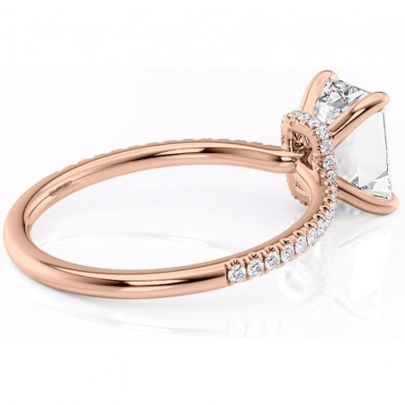 Inel de logodnă Lavinia din aur Rose 14kt cu moissanite tăietură smarald – Montură pavé rafinată pentru profil înalt | Personalizează și configurează gratuit online [2]
