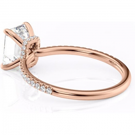 Inel de logodnă Lavinia din aur Rose 14kt cu moissanite tăietură smarald – Montură pavé rafinată pentru profil înalt | Personalizează și configurează gratuit online [4]