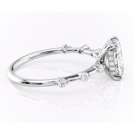 Inel de logodnă Lilya din aur Alb 14kt cu moissanite tăietură asscher – Pietre laterale rafinată pentru profil mediu | Personalizează și configurează gratuit online [1]