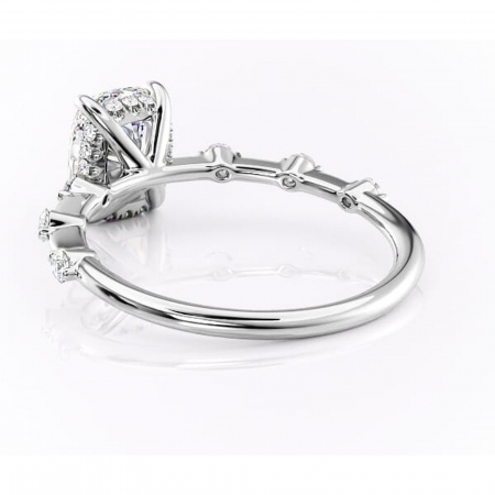 Inel de logodnă Lilya din aur Alb 14kt cu moissanite tăietură asscher – Pietre laterale rafinată pentru profil mediu | Personalizează și configurează gratuit online [3]