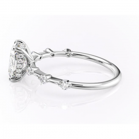 Inel de logodnă Lilya din aur Alb 14kt cu moissanite tăietură asscher – Pietre laterale rafinată pentru profil mediu | Personalizează și configurează gratuit online [5]