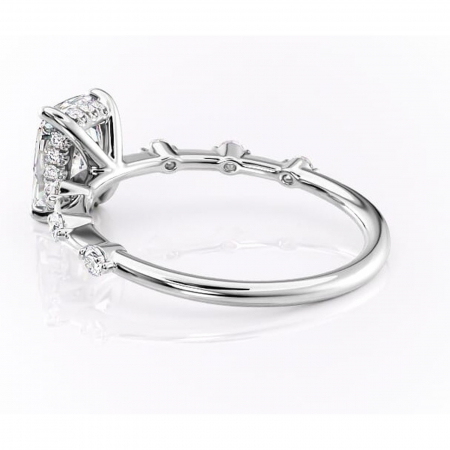 Inel de logodnă Lilya din aur Alb 14kt cu moissanite tăietură asscher – Pietre laterale rafinată pentru profil mediu | Personalizează și configurează gratuit online [4]