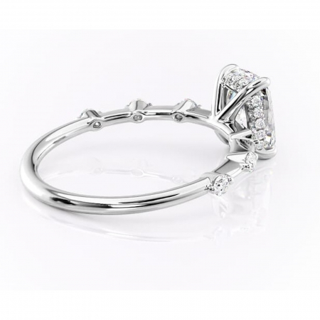 Inel de logodnă Lilya din aur Alb 14kt cu moissanite tăietură asscher – Pietre laterale rafinată pentru profil mediu | Personalizează și configurează gratuit online [2]