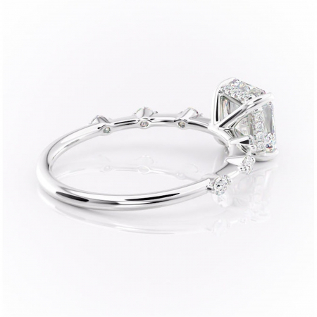 Inel de logodnă Lilya din aur Alb 14kt cu moissanite tăietură asscher – Pietre laterale rafinată pentru profil mediu | Personalizează și configurează gratuit online [2]