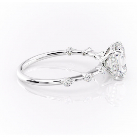 Inel de logodnă Lilya din aur Alb 14kt cu moissanite tăietură asscher – Pietre laterale rafinată pentru profil mediu | Personalizează și configurează gratuit online [1]