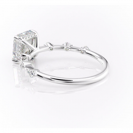 Inel de logodnă Lilya din aur Alb 14kt cu moissanite tăietură asscher – Pietre laterale rafinată pentru profil mediu | Personalizează și configurează gratuit online [4]