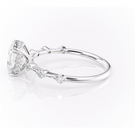 Inel de logodnă Lilya din aur Alb 14kt cu moissanite tăietură asscher – Pietre laterale rafinată pentru profil mediu | Personalizează și configurează gratuit online [5]
