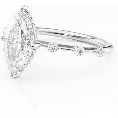 Inel de logodnă Lilya din aur Alb 14kt cu moissanite tăietură marquise – Pietre laterale rafinată pentru profil mediu | Personalizează și configurează gratuit online [6]