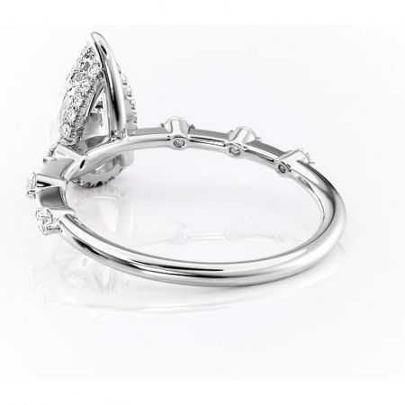 Inel de logodnă Lilya din aur Alb 14kt cu moissanite tăietură pară – Pietre laterale rafinată pentru profil mediu | Personalizează și configurează gratuit online [3]