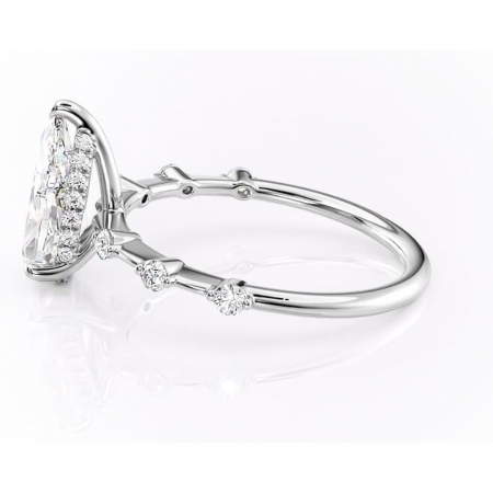 Inel de logodnă Lilya din aur Alb 14kt cu moissanite tăietură pară – Pietre laterale rafinată pentru profil mediu | Personalizează și configurează gratuit online [5]