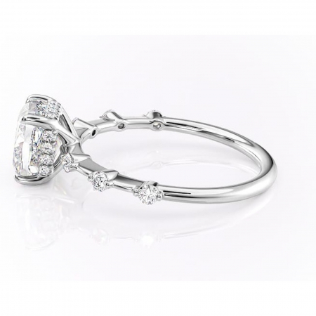 Inel de logodnă Lilya din aur Alb 14kt cu moissanite tăietură pernă – Pietre laterale rafinată pentru profil mediu | Personalizează și configurează gratuit online [5]