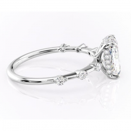 Inel de logodnă Lilya din aur Alb 14kt cu moissanite tăietură radiantă – Pietre laterale rafinată pentru profil mediu | Personalizează și configurează gratuit online [1]