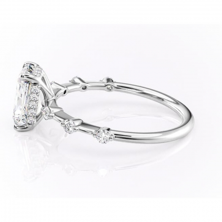 Inel de logodnă Lilya din aur Alb 14kt cu moissanite tăietură radiantă – Pietre laterale rafinată pentru profil mediu | Personalizează și configurează gratuit online [5]