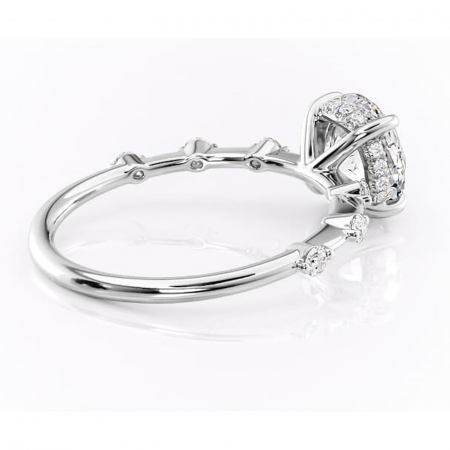 Inel de logodnă Lilya din aur Alb 14kt cu moissanite tăietură rotundă – Pietre laterale rafinată pentru profil mediu | Personalizează și configurează gratuit online [2]