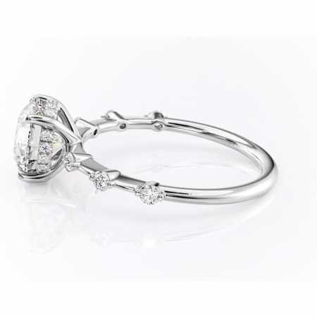 Inel de logodnă Lilya din aur Alb 14kt cu moissanite tăietură rotundă – Pietre laterale rafinată pentru profil mediu | Personalizează și configurează gratuit online [5]