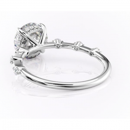 Inel de logodnă Lilya din aur Alb 14kt cu moissanite tăietură rotundă – Pietre laterale rafinată pentru profil mediu | Personalizează și configurează gratuit online [3]