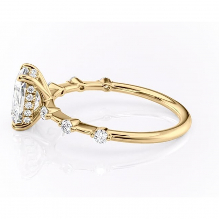 Inel de logodnă Lilya din aur Galben 14kt cu moissanite tăietură asscher – Pietre laterale rafinată pentru profil mediu | Personalizează și configurează gratuit online [5]