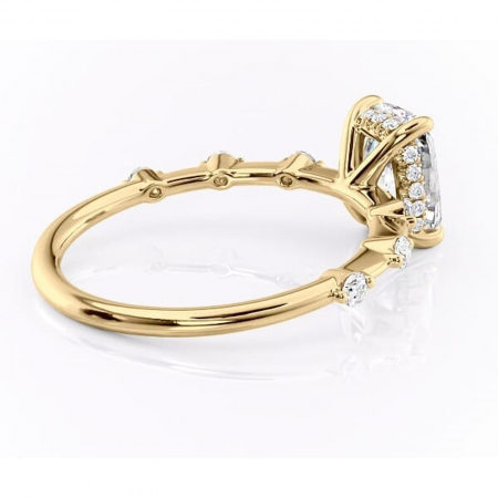 Inel de logodnă Lilya din aur Galben 14kt cu moissanite tăietură asscher – Pietre laterale rafinată pentru profil mediu | Personalizează și configurează gratuit online [2]