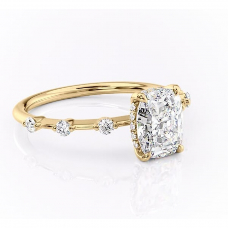 Aur galben - Inel de logodnă Lilya din aur Galben 14kt cu moissanite tăietură asscher – Pietre laterale rafinată pentru profil mediu | Personalizează și configurează gratuit online