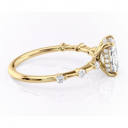 Inel de logodnă Lilya din aur Galben 14kt cu moissanite tăietură asscher – Pietre laterale rafinată pentru profil mediu | Personalizează și configurează gratuit online [1]