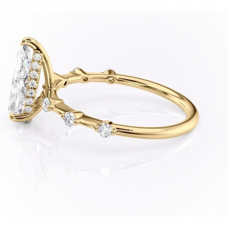 Inel de logodnă Lilya din aur Galben 14kt cu moissanite tăietură pară – Pietre laterale rafinată pentru profil mediu | Personalizează și configurează gratuit online [5]