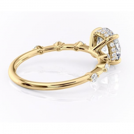 Inel de logodnă Lilya din aur Galben 14kt cu moissanite tăietură rotundă – Pietre laterale rafinată pentru profil mediu | Personalizează și configurează gratuit online [2]
