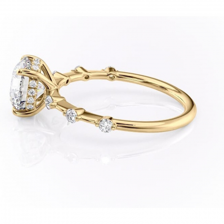 Inel de logodnă Lilya din aur Galben 14kt cu moissanite tăietură rotundă – Pietre laterale rafinată pentru profil mediu | Personalizează și configurează gratuit online [5]