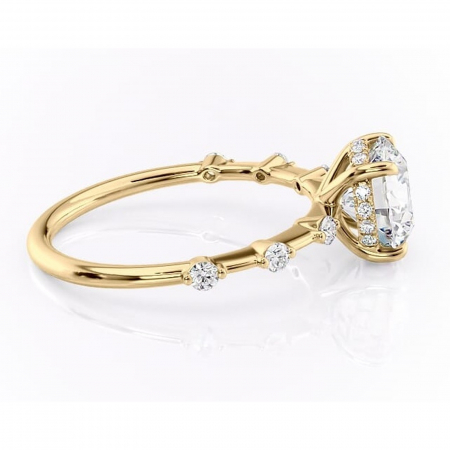Inel de logodnă Lilya din aur Galben 14kt cu moissanite tăietură rotundă – Pietre laterale rafinată pentru profil mediu | Personalizează și configurează gratuit online [1]