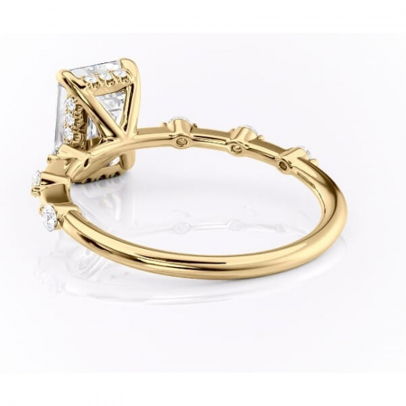 Inel de logodnă Lilya din aur Galben 14kt cu moissanite tăietură smarald – Pietre laterale rafinată pentru profil mediu | Personalizează și configurează gratuit online [3]